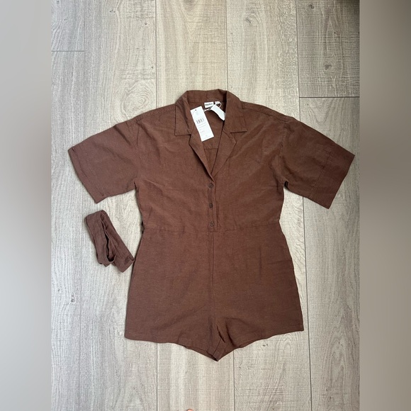 Rhythm Brown Short Sleeve Vacay Romper NWT - Picture 4 of 13